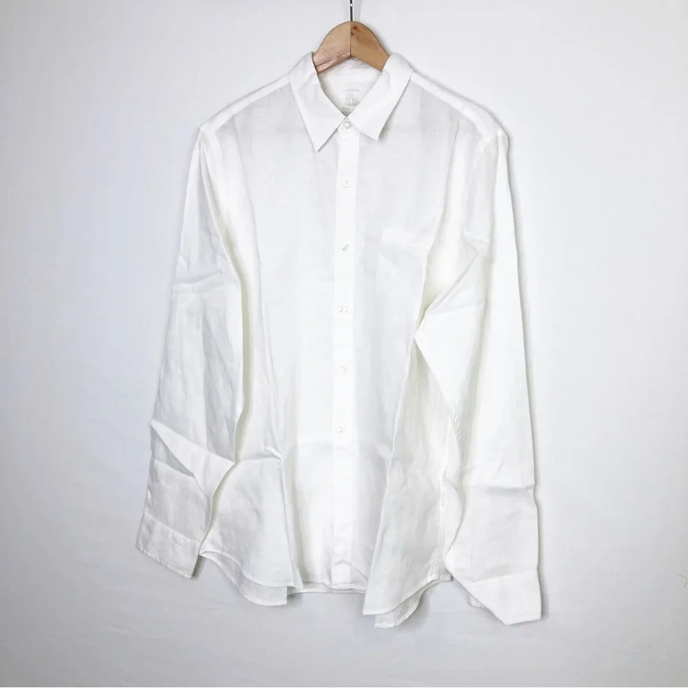J.Crew white Irish linen, button-down shirt by Baird Mc Nutt